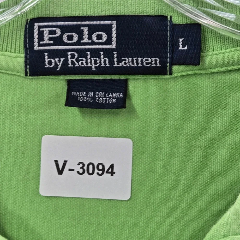Polo Ralph Lauren Men Polo Shirt‎ Large Green Logo Short Sleeve Pony Embroidered